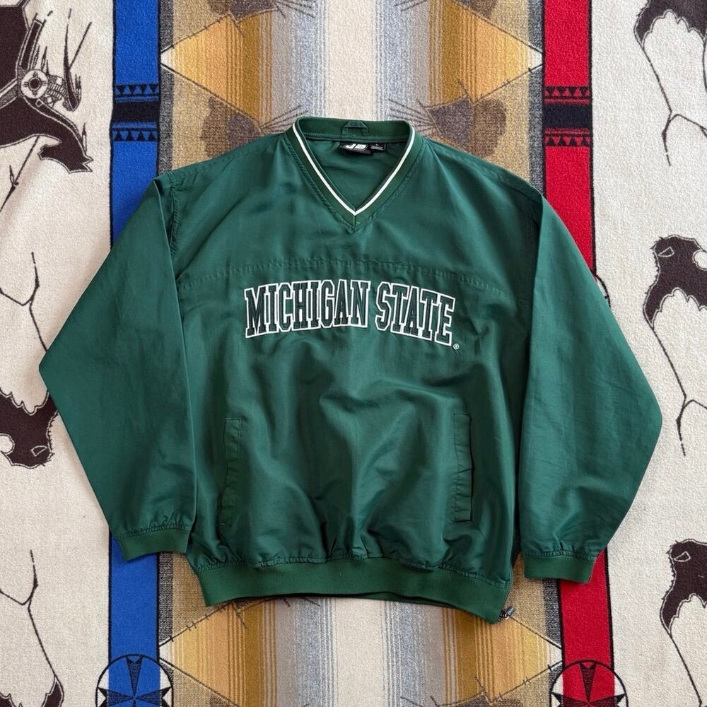 Vintage Michigan State University Pullover Windbreaker Size XL Embroidered